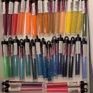 John Bead Czech Glass Seed Beads sz 11/0 Solid Rainbow Color Lot 34 Tubes